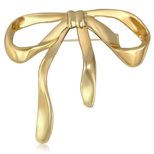 Élégante Broche Nœud Papillon en Alliage Lisse pour Femmes Design de Ruban Minimaliste Bijoux de Mode Accessoire de Vêtement