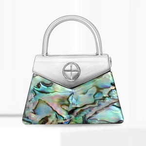 Creative Handbag Shape Abalone Shell Brooch Pin For Women Silver Plated Alloy Natural Mother Of Artificial Pearl Fashion Jewelry Accessory