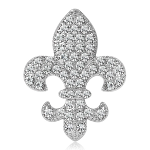 Broche Badge Fleur-De-Lis Vintage pour Hommes Femmes Élégante Alliage Incrusté de Strass Style Cour Française Accessoire