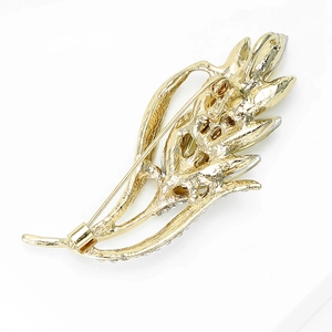 Élégante broche épi de blé dorée avec strass scintillants et fermoir à épingle longue