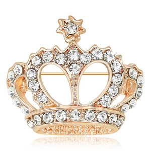 Broche Couronne en Alliage de Mode pour Femmes Détail Cœur Étoile Strass Incrusté Or Argent Couleur Accessoire de Vêtement Bijoux