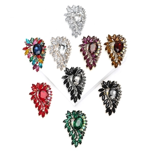 Vintage Luxury Alloy Rhinestone Flower Brooch For Women Elegant Large Glass Crystal Corsage Lapel Pin Wedding Jewelry Gift