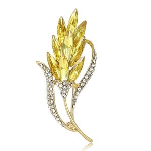 Élégante Broche En Strass Épi De Blé Pour Femmes Alliage Champagne Cristal Plante Épinglette Bijoux De Mode Accessoires