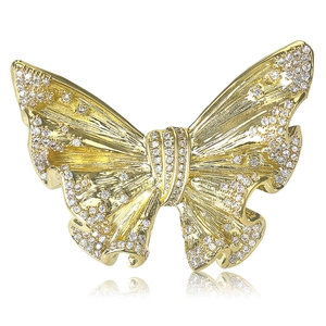 Elegant Copper Butterfly Brooch For Women Micro Inlaid Zirconia Gold Plated Suit Pin Anti Glare Buckle Fashion Jewelry Accessory