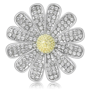 Elegante Spilla a Forma di Margherita in Lega per Donna Placcata in Argento con Strass Spilla a Forma di Crisantemo Pendente Gioiello