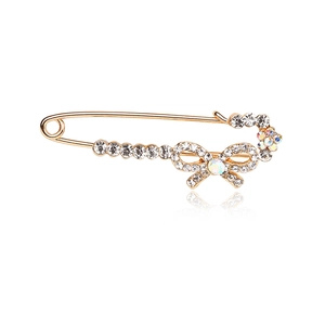 Élégante Broche en Alliage de Strass Conception d'Épingle de Sûreté de Mode Nœud Fleur Couronne Cristal Décoration pour Robe Femme Bijoux