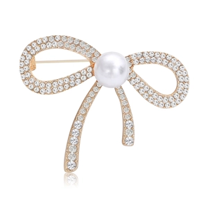 Élégante Broche Nœud Papillon en Alliage Strass et Künstliche Perle d'Imitation pour Femme Bijoux de Luxe pour Banquet et Mariage
