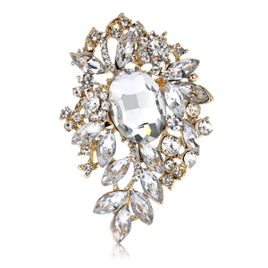 Vintage Alloy Rhinestone Flower Brooch Large Multi-color Inlaid Crystal Pin Elegant Clothing Accessories For Women Party Wedding Fashion Jewelry Gift
