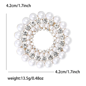 Broche couronne en perles dorées avec cristaux étincelants pour costume et pull de femme