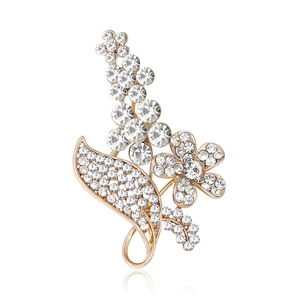Elegante Blumen Strass Brosche Für Damen Koreanischer Stil Gold Silber Galvanisierte Legierung Blumenbrosche Für Anzüge Kleider