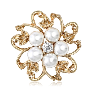 Élégante Broche Fleur en Alliage Avec Imitation Künstliche Perles Strass Ajouré Floral Broche pour Mariage Banquet Fête Femme Bijoux