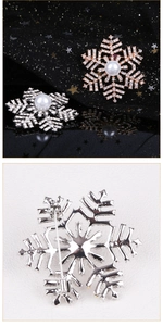 Macro-detail van de sneeuwvlokbroche met fonkelende strassteentjes en speldsluiting