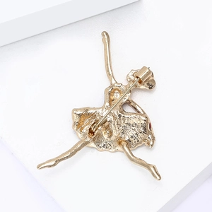 Back view of a gold ballet dancer brooch made of alloy with a secure pin clasp closure