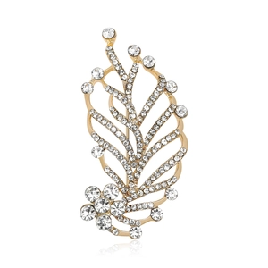 Elegant Alloy Leaf Brooch For Women High Quality Rhinestone Suit Pin Accessories Fashion Plant Jewelry Wedding Banquet Gift