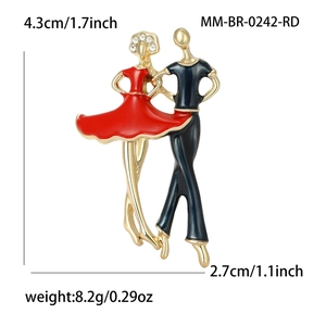 Elegant ballroom dance couple brooch with colorful enamel and sparkling crystal accents