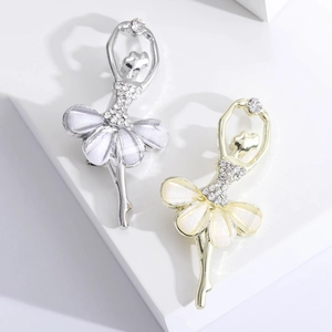 Elegante Spilla Ragazza Danzante in Lega e Strass per Donna Spilla Ballerina in Smalto di Moda Accessori per Gioielli da Corsetto