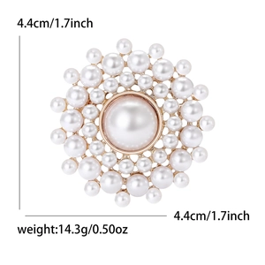 Broche perle ronde minimaliste avec cercles concentriques et base en alliage d'or 4,4cm