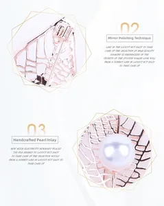 Mirror polishing and hand-set pearl detail on leaf-shaped hollow brooch jewelry