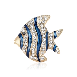 Korean Style Tropical Coral Fish Brooch Alloy Enamel Rhinestone Animal Lapel Pin For Women Fashion Jewelry Accessories