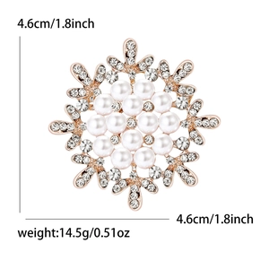 Elegant rose gold snowflake brooch with pearls and crystals for women accessories