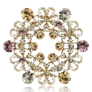 Vintage Legierung Blumenkranz Brosche Für Damen Hochwertige Anzug Schneeflocke Korsage Schal Schnalle Strass Schmuck