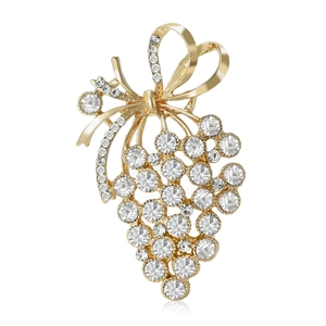 Elegante Spilla a Forma di Uva in Lega di Strass con Fiocco Gioielli di Moda per Donna Banchetto Matrimonio Abito Pin Risvolto Accessorio