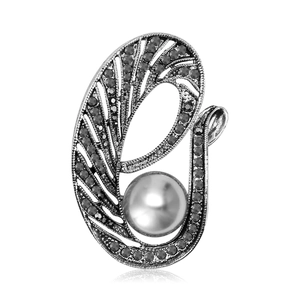 Broche Fleur en Alliage Vintage Avec Künstliche Perle de Culture et Strass Épinglette Élégante en Argent Antique pour Femmes Mariage Banquet
