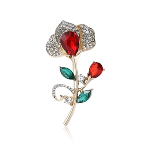 Elegant Alloy Rhinestone Flower Brooch For Women High Quality Floral Breastpin For Suits Coats Fashion Jewelry Accessories
