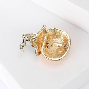 Creative Halloween pumpkin lamp and wizard hat brooch with gold-plated metal base back