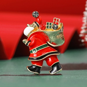 Broche de Père Noël de Noël Alliage Émail Strass Pin Bijoux Festifs Cadeau Accessoire Pour Femmes Enfants Noël Cadeau