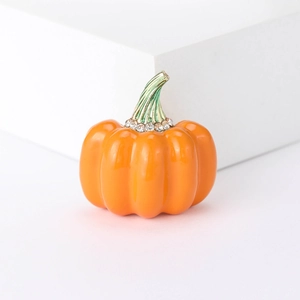 Halloween Enamel Pumpkin Brooch Alloy Rhinestone Inlaid Pin For Women Costume Jewelry Suit Accessory Festive Gift