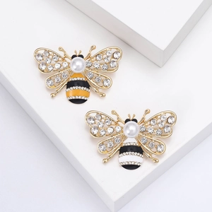 Broche Abeille en Alliage de Luxe Avec Ailes en Strass Étincelants et Künstliche Perle Artificielle Émail Insecte Broche pour Femmes Mode