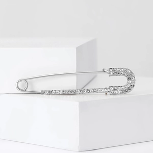 Spilla a balia in lega d'argento con strass scintillanti per cappotti da donna