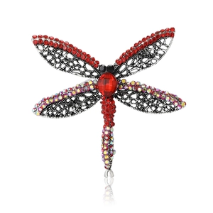 Vintage Alloy Rhinestone Dragonfly Brooch For Women Exquisite Hollow Out Insect Corsage Pin Elegant Fashion Apparel Jewelry Gift