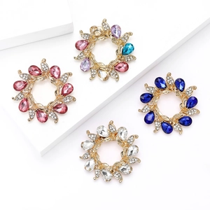 Luxurious flower brooch scarf clips with colorful crystals in four vibrant styles
