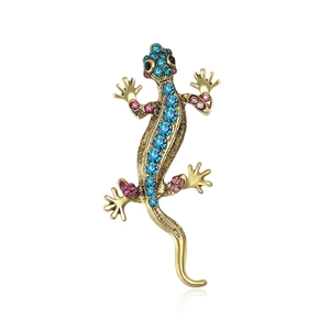 Spilla a Forma di Lucertola in Lega di Oro Vintage con Strass Geco Animale per Uomo Donna Gioielli di Moda Regalo