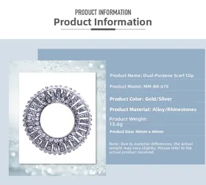 Detailed specifications of the alloy rhinestone floral scarf buckle with product dimensions