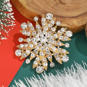 Vintage Snowflake Brooch For Women High End Alloy Rhinestone Crystal Brooches Winter Christmas Jewelry Clothing Accessories Gift