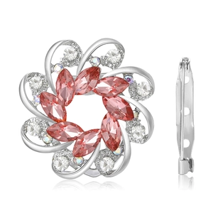Exquisite Alloy Rhinestone Flower Brooch For Women Elegant Marquise Gemstone Silk Scarf Buckle Pin Multi-purpose Korean Style Fashion Jewelry