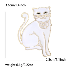 Detailed size and weight specs for this elegant white enamel cat brooch accessory