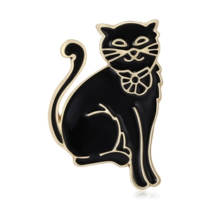Elegant Alloy Enamel Cat Brooch Cute Cartoon Animal Lapel Pin For Clothing Fashion Jewelry Accessory For Women Men