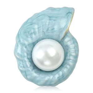 Emaille Muschel Künstliche Perlenbrosche Für Damen Legierung Marinestil Fechterschnecke Abzeichen Für Kleidung Schmuck Geschenk