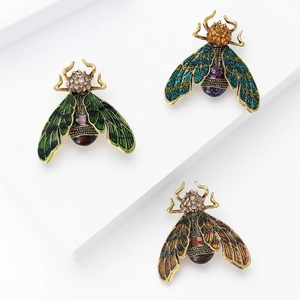 Vintage Enamel Insect Beetle Brooch For Women Men Alloy Rhinestone Cicada Bug Pin Fashion Jewelry Accessory Gift