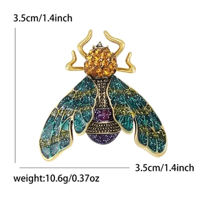 Vintage insect beetle brooch in blue and green gradient with 3.5cm size dimensions