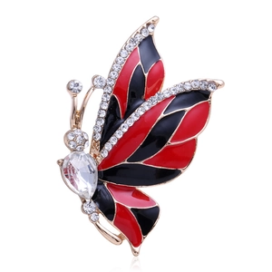 Vintage Alloy Butterfly Brooch For Women Elegant Rhinestone Inlaid Enamel Butterfly Lapel Pin Accessory Suit Coat Jewelry