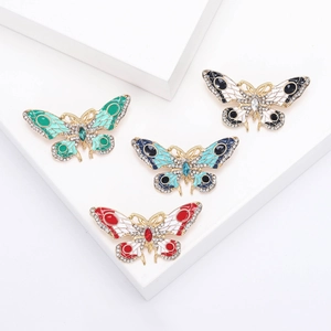 Broche Papillon en Alliage à la Mode Avec Strass et Émail pour Femmes Vintage Animal Breastpin Bijoux Accessoire de Vêtement Quotidien