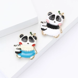 Mignonne Broche Panda Mère Et Enfant en Alliage Émail Badge de Vêtement Animal Mignon pour Femmes Hommes Enfants Bijoux Cadeau