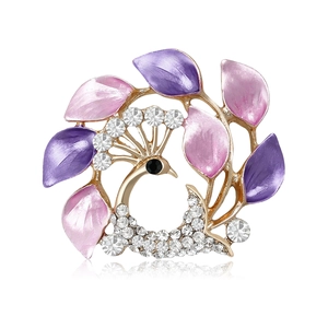Élégante Broche Couronne de Paon Vintage en Alliage Strass Émail Broche Animale pour Accessoires de Mode pour Femmes