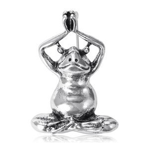 Vintage Yoga Frog Brooch Creative Animal Namaste Pose Alloy Rhinestone Enamel Meditating Frog Jewelry Lapel Pin Gift
