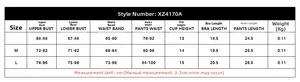 Detailed size chart for lace lingerie set including bust and waist measurements in cm